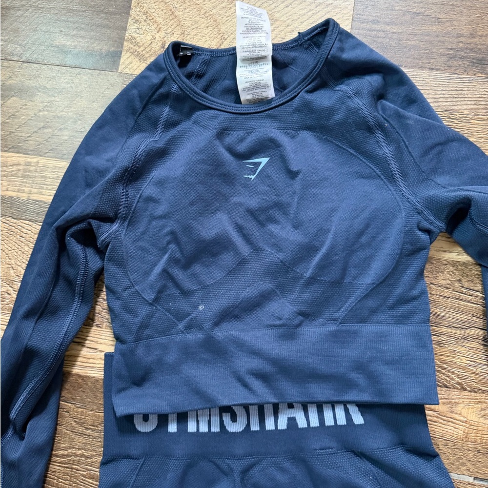 Gymshark Navy Long Sleeve Seamless and leggings set